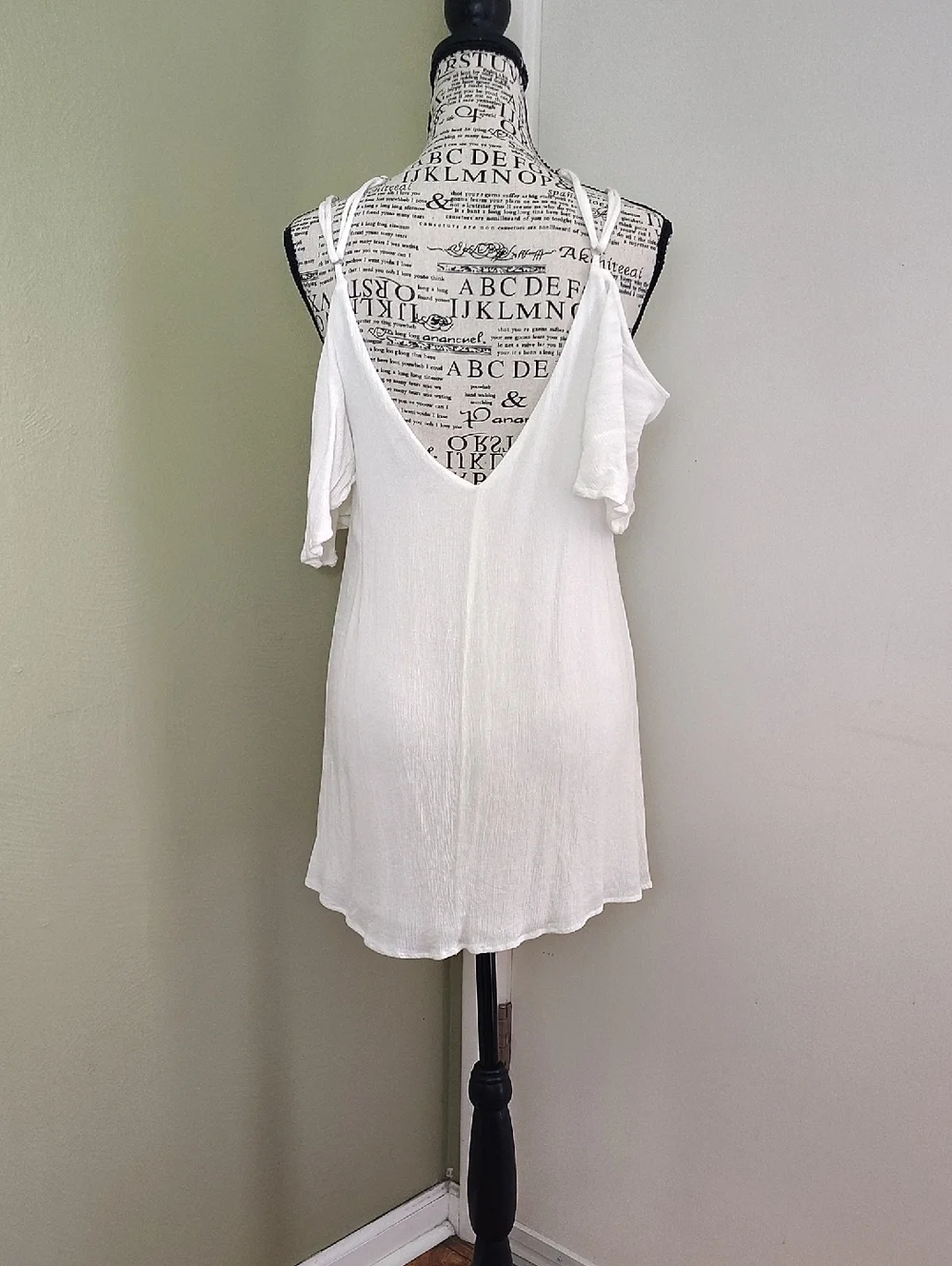 Lulus Afterglow White Strappy Cold Shoulder Mini Shift Dress‎ Large